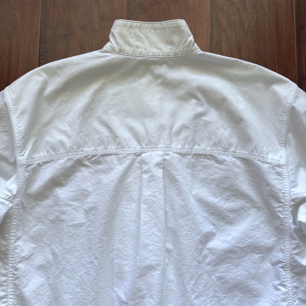 AYR The Tate Shirt Large White Cotton Oxford Stand Collar Oversized Minimalist - Picture 12 of 16